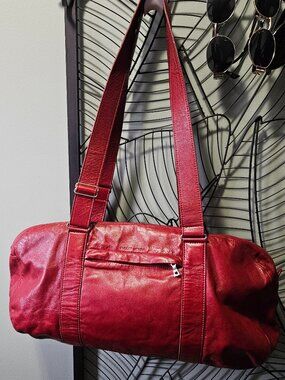Rudsak | Vintage Red Leather Duffle Shoulder Bag